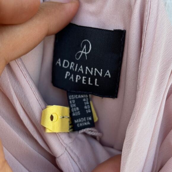 Adrianna Papell Evening Gown, Long, One Shoulder, Ruffles, Light Pink, Size 10 - Picture 5 of 6